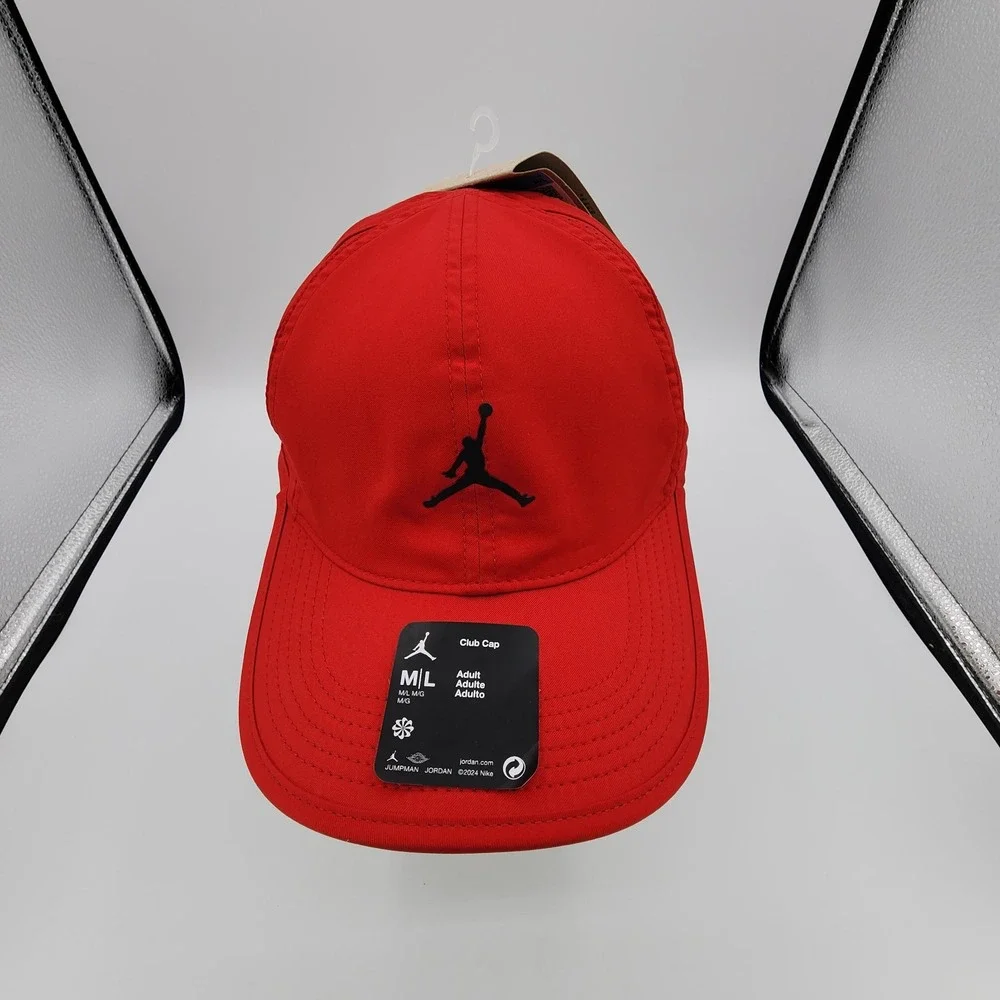Jordan Hat Mens Adjustable Nike Dri FIT Club Cap Unstructured Gym Red Sz M/L NEW